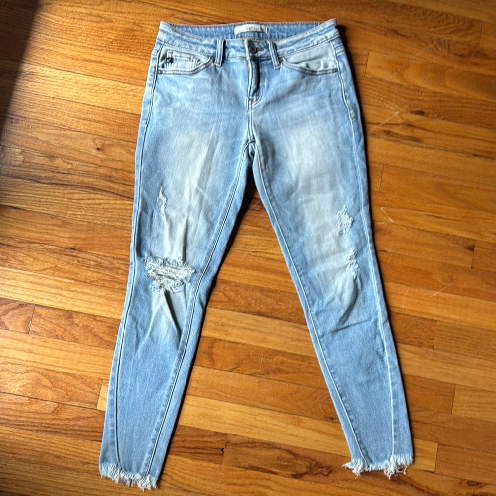 KanCan Blue Skinny Jeans Distressed Frayed Hem